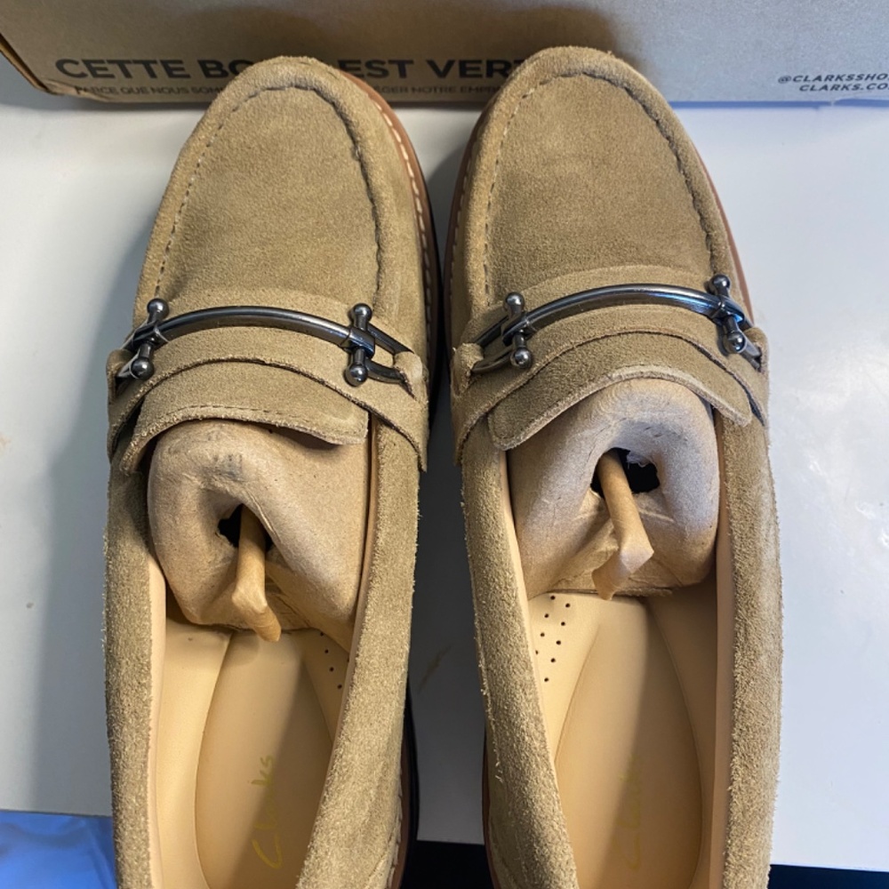 Clarks Orianna Dark Sand Suede/loafers - Picture 6 of 7